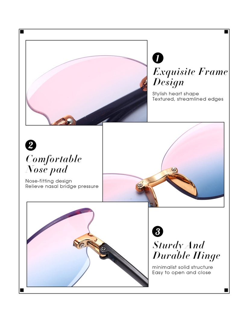Barakah Kid Sunglasses Rimless Butterfly Shaped Trendy Cute Glasses Fairy Transparent Butterfly Glasses Vintage Gradient Frame Eye Glasses Fashionable 90s Girls' Sunglasses 4 Pairs - Image 2