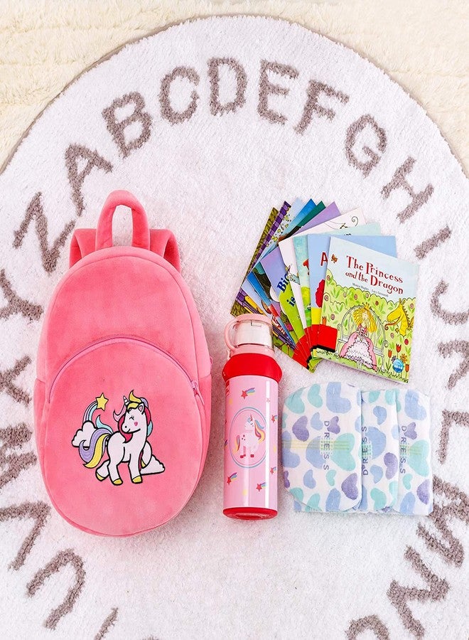 فرانتك حقيبة ظهر مدرسية للسفر من فرانتيك كيدز، بتصميم حيوانات كرتونية ناعمة، مصنوعة من القطيفة الناعمة، بحجم قياسي، ذات قسمين، مناسبة للأولاد والبنات من عمر سنتين إلى خمس سنوات، مثالية لرياض الأطفال والنزهات (Hotpinkunicorn21) صغير - Image 4