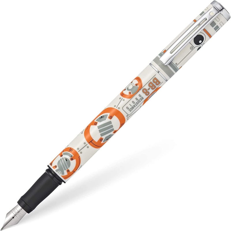 SHEAFFER قلم حبر سائل شيفر ستار وورز بي بي 8 بتصميم مستوحى من بي بي 8 وتفاصيل شخصية أصلية مع لمسات مصقولة وقلم حبر من الفولاذ المقاوم للصدأ متوسط الحجم - Image 1