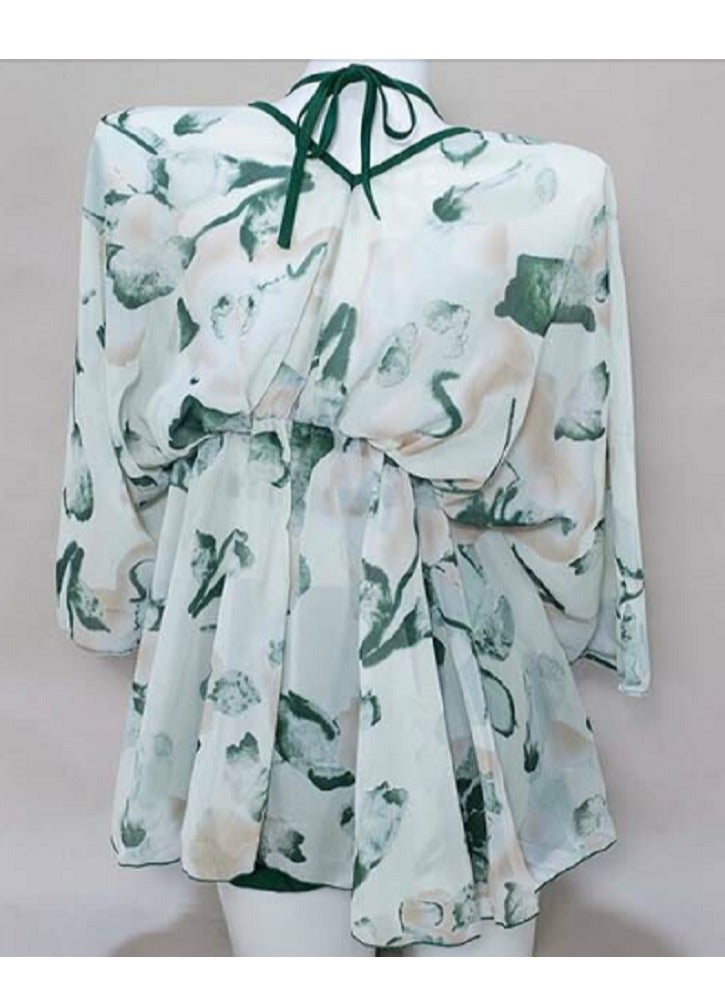 MANIKAN Women's sleep set made of soft cotton with a floral-patterned robe (3 pieces)  - Image 3