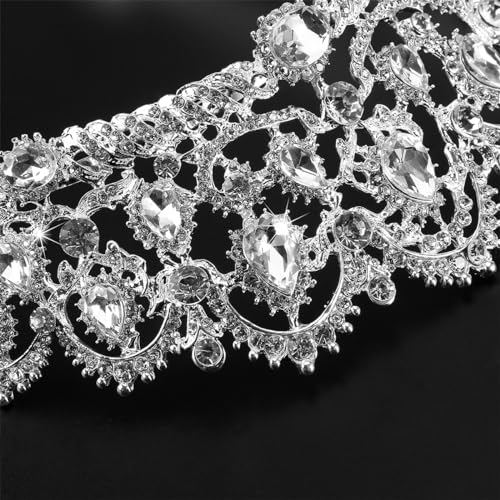 FRCOLOR Silver Crystal Tiaras Crown Elegant Princess Crown with Combs Rhinestone Headpiece Hair Accessories for Women Girls Bridal Wedding Prom Birthday Party - Image 4