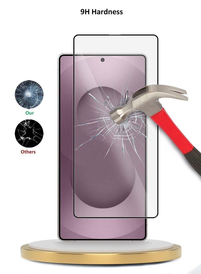 دبليو تيك سامسونج جالاكسي S25 Edge 5G 2025 بريميوم E2E سلسلة كامل الغراء غطاء كامل واقي شاشة زجاجي مقوى (MSGECN) - شفاف / أسود - Image 3