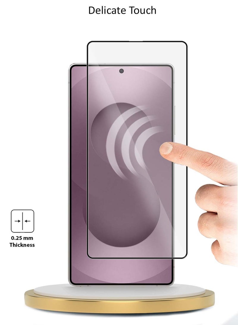 دبليو تيك سامسونج جالاكسي S25 Edge 5G 2025 بريميوم E2E سلسلة كامل الغراء غطاء كامل واقي شاشة زجاجي مقوى (MSGECN) - شفاف / أسود - Image 4