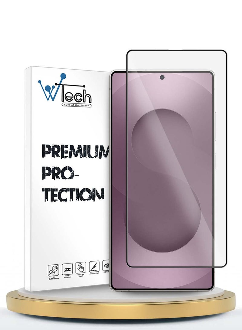 دبليو تيك سامسونج جالاكسي S25 Edge 5G 2025 بريميوم E2E سلسلة كامل الغراء غطاء كامل واقي شاشة زجاجي مقوى (MSGECN) - شفاف / أسود - Image 1