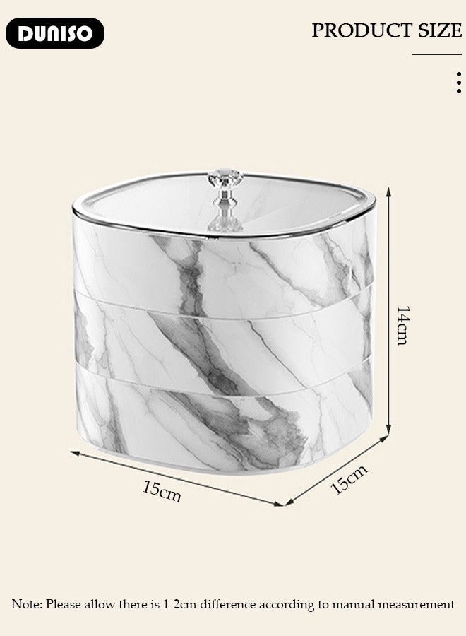 DUNISO Multilayer Jewelry Storage Box, 3-Layer Imitation Marble Jewelry Organizer with Handle, Clear Jewelry Boxes, Make up Organizer,Desktop Storage Plastic Organizer Box,Jewelry Storage Holder for Women, Girls - Image 4