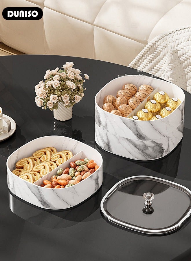 DUNISO Multilayer Jewelry Storage Box, 3-Layer Imitation Marble Jewelry Organizer with Handle, Clear Jewelry Boxes, Make up Organizer,Desktop Storage Plastic Organizer Box,Jewelry Storage Holder for Women, Girls - Image 5