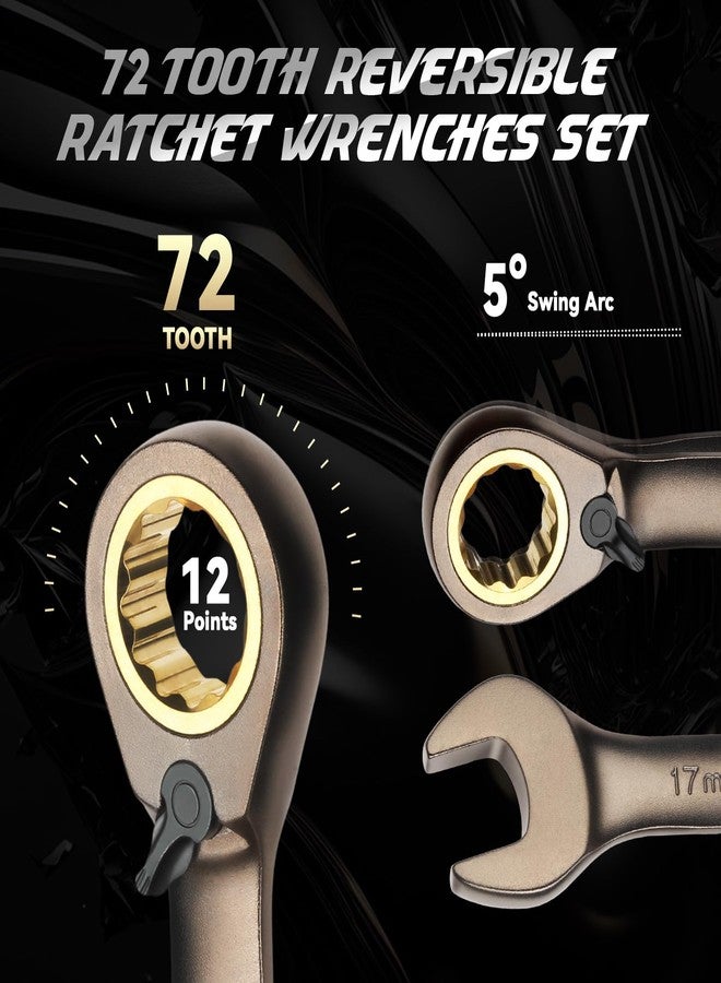 ديزن طقم مفاتيح ربط قابلة للعكس من ديسين مكون من 12 قطعة، مفتاح ربط مزدوج مطلي بالنيكل الأسود مع منظم رف - Image 4