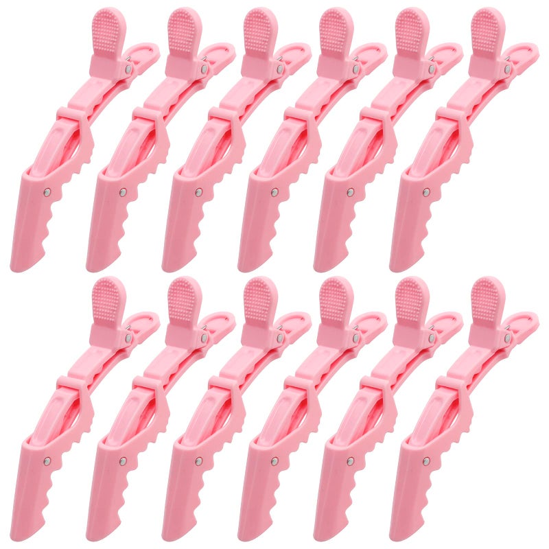 ACO-UINT 12Pcs Pink Hair Clips for Styling Sectioning, Alligator Hair Clips for Hair Salon, Hair Accessories for Women - Image 1