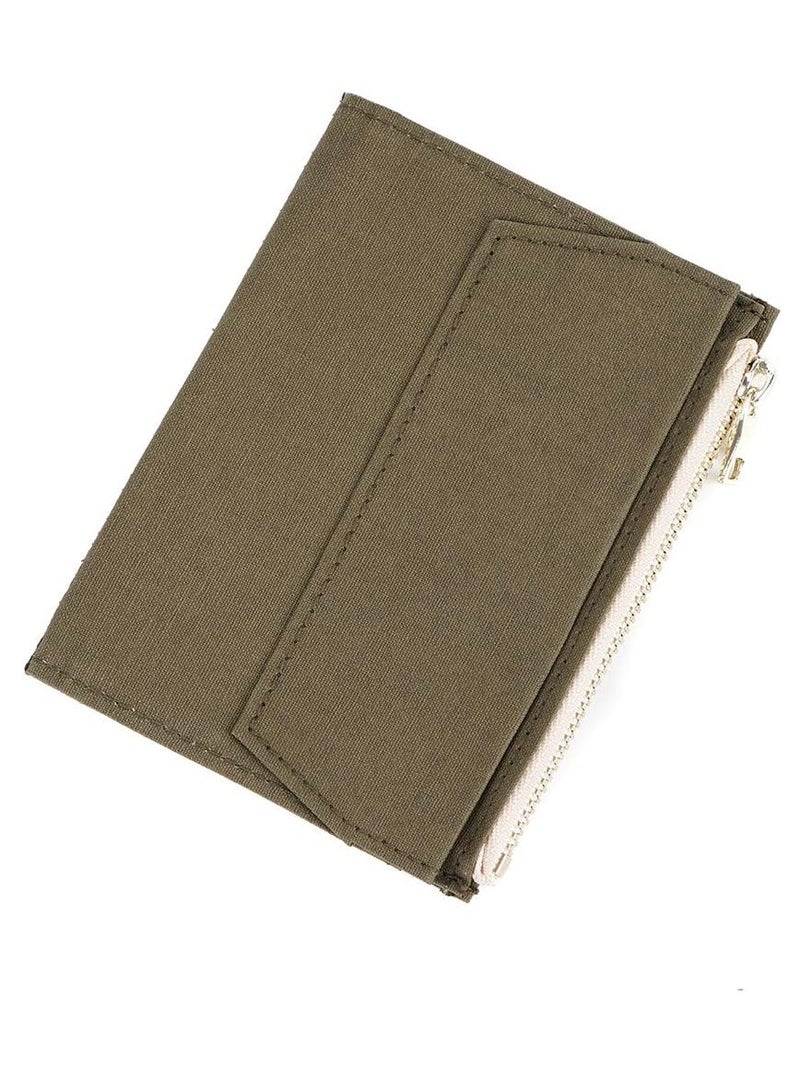 Moterm Moterm canvas zipper pocket for travelers notebook 1 insert pouch refill for TN accessories paper card holder storage bag passport size olivegreen  - Image 1