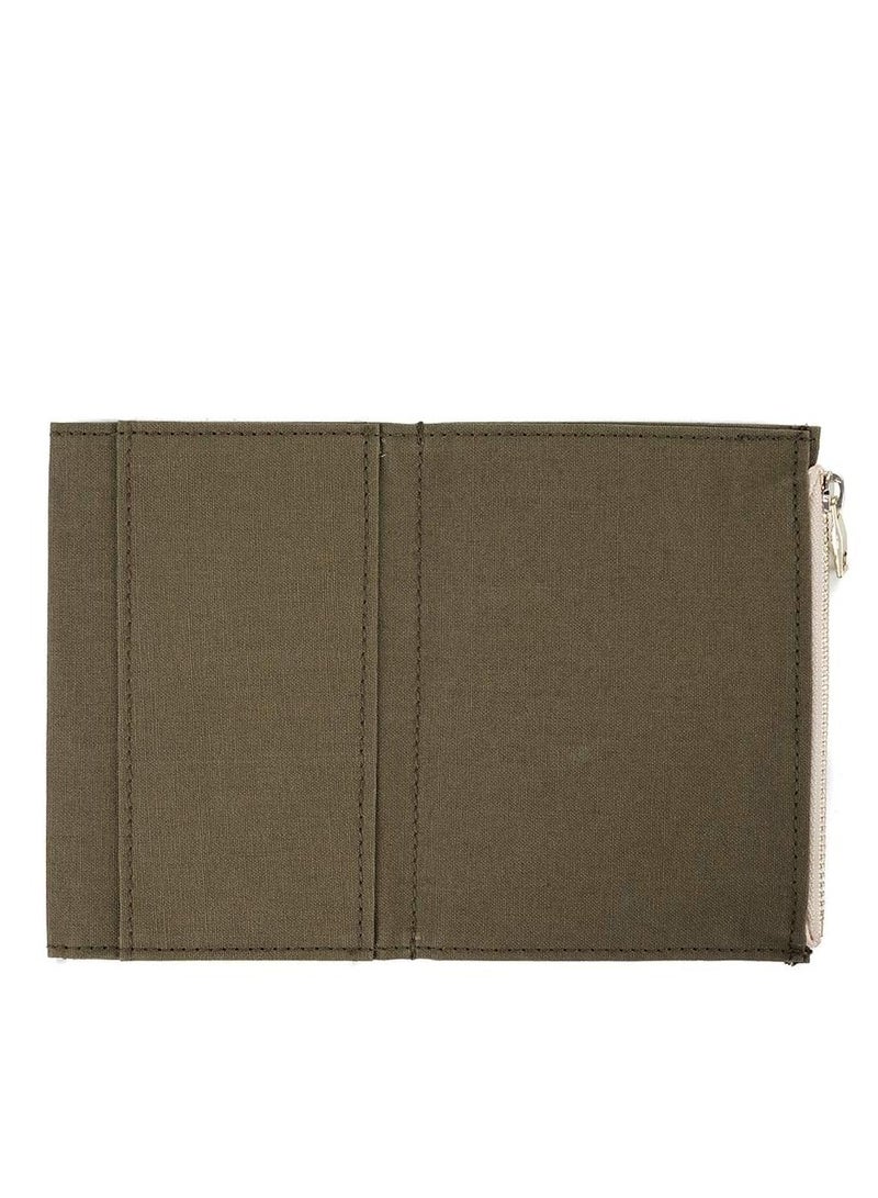 Moterm Moterm canvas zipper pocket for travelers notebook 1 insert pouch refill for TN accessories paper card holder storage bag passport size olivegreen  - Image 2