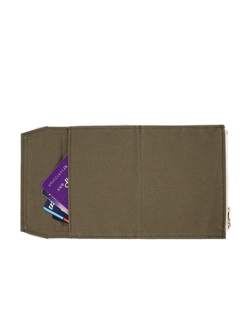 Moterm Moterm canvas zipper pocket for travelers notebook 1 insert pouch refill for TN accessories paper card holder storage bag passport size olivegreen  - Image 3