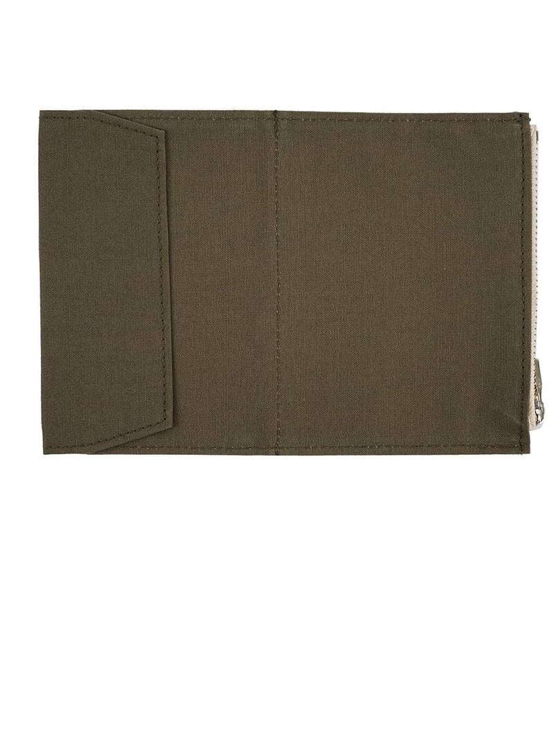 Moterm Moterm canvas zipper pocket for travelers notebook 1 insert pouch refill for TN accessories paper card holder storage bag passport size olivegreen  - Image 4
