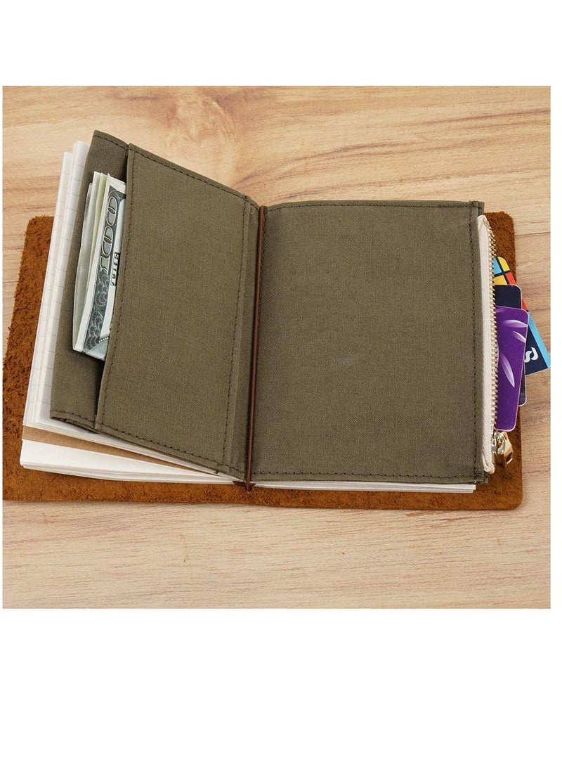 Moterm Moterm canvas zipper pocket for travelers notebook 1 insert pouch refill for TN accessories paper card holder storage bag passport size olivegreen  - Image 5