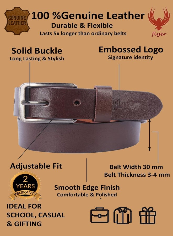 Flyer Boys Leather Belt 4-6 Years | Kids Adjustable Genuine Leather Ideal for Uniform, Jeans, Bike Ride, Dress Wear | BR4579 - Image 2