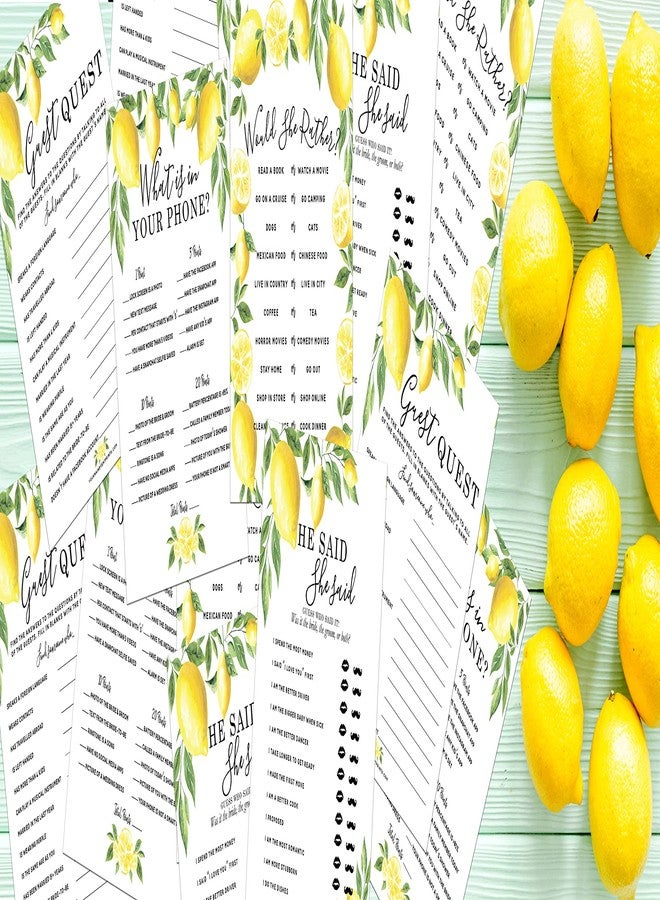 Your Main Event Prints Lemon Bridal Shower Bachelorette Games - Floral He Said She Said, Find The Guest, Would She Rather, What's in Your Phone - 25 Games Each, 1 Game Per Side - Image 3
