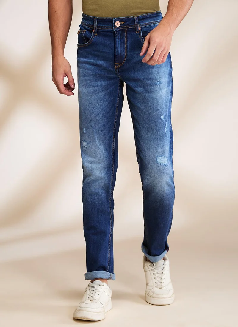Being Human DARK TONE Men Slim Fit Low Distress Mid Rise Jeans for Men | Best Price UAE