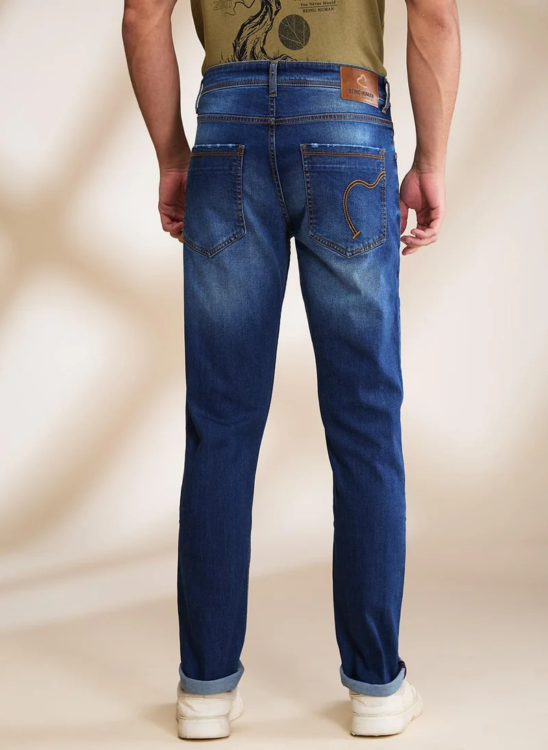 Being Human DARK TONE Men Slim Fit Low Distress Mid Rise Jeans for Men | Best Price UAE