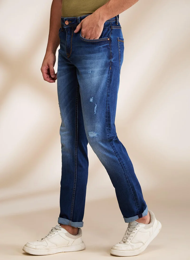Being Human DARK TONE Men Slim Fit Low Distress Mid Rise Jeans for Men | Best Price UAE