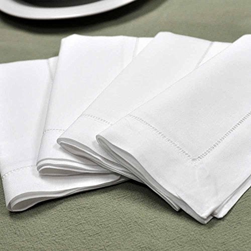 Bumblebee Linens 22" X 22" White Linen Hemstitched Dinner Napkins Set of 4 Large Linen Hem Stitch Luxury Cloth Napkin - Image 2