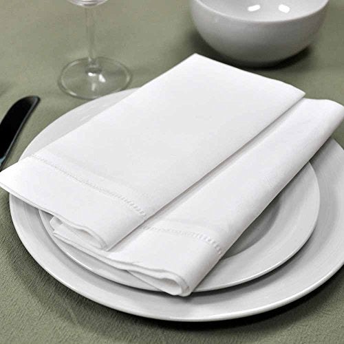Bumblebee Linens 22" X 22" White Linen Hemstitched Dinner Napkins Set of 4 Large Linen Hem Stitch Luxury Cloth Napkin - Image 3