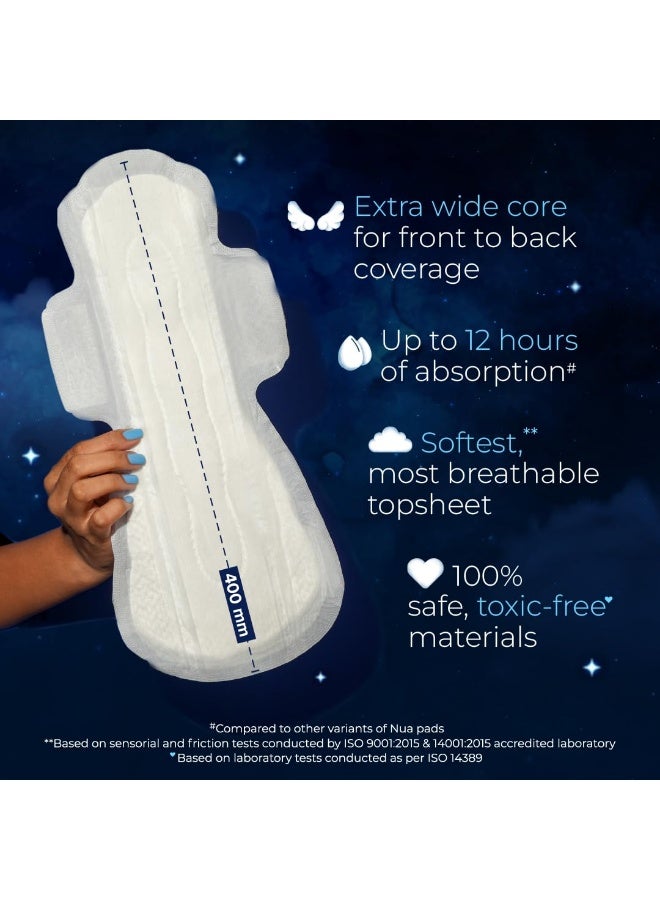 Nua All Night Comfort Sanitary Pads | Pack of 8 (XXXL 400mm) | Extra Wide Core | Front to Back Coverage | Upto 12 Hours of Absorption | Super Soft and Breathable | No Rashes | 100% Toxic-Free - Image 5