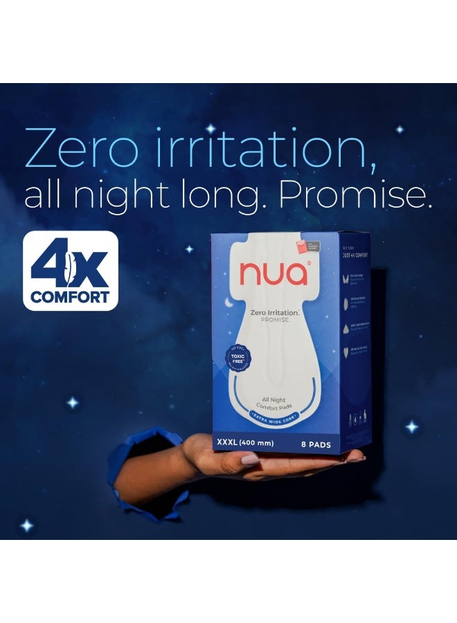 Nua All Night Comfort Sanitary Pads | Pack of 8 (XXXL 400mm) | Extra Wide Core | Front to Back Coverage | Upto 12 Hours of Absorption | Super Soft and Breathable | No Rashes | 100% Toxic-Free - Image 4