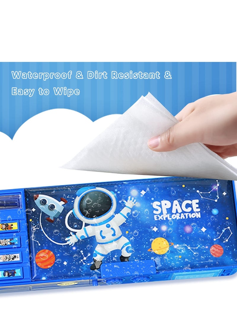 SYOSI - SYOSI Pop up Multifunction Pencil Case for Boys, Cool Cartoon Pen Box Organizer Stationery, Back to School Gift Birthday Present, Pencil Box for Boys with Whiteboard, Sharpener, Schedule, Blue - Image 1
