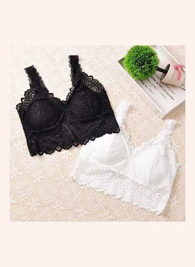 NIBEMINENT Fashion Lady Women Lace V Neck Padded Bra Stretch Soft Cami Tank Top Vest Black - Image 4