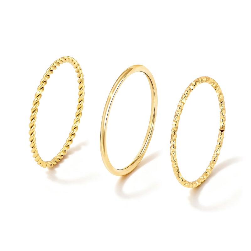 Gokeey Pinky Gold Rings for Women Non Tarnish Dainty 14K Gold Plated Thin Ring Set Thumb Bands Gold Statement Rings Jewelry Gifts Size 6 - Image 1
