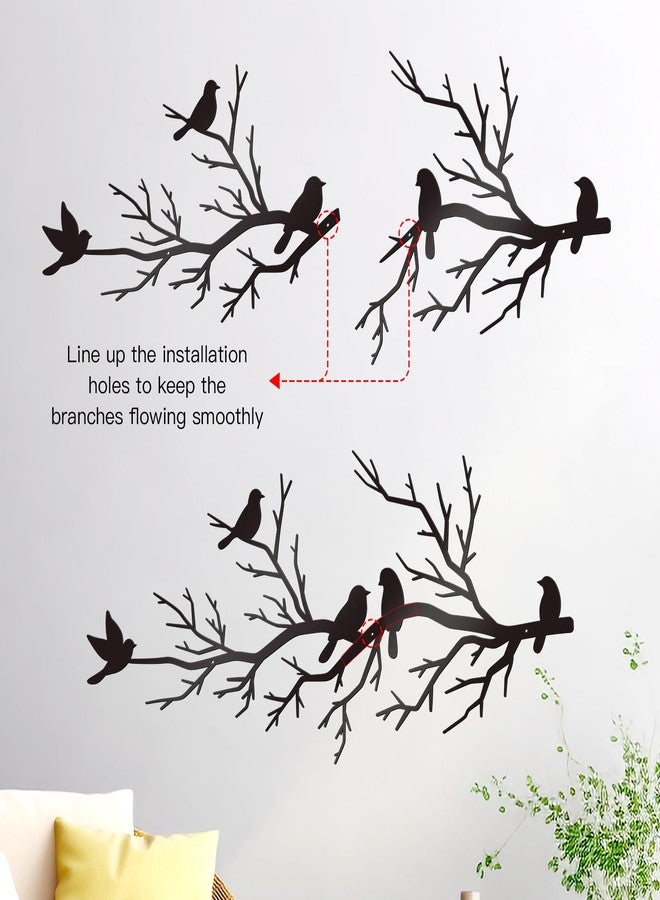 KOYILTD Black Metal Bird Decor for Home Birds on Branch Wall Sculptures Black Metal Wall Art Large Hanging Wall Decor Outside Wall Decorations for House Garden Living Room (Vivid, Extra Large) - Image 4