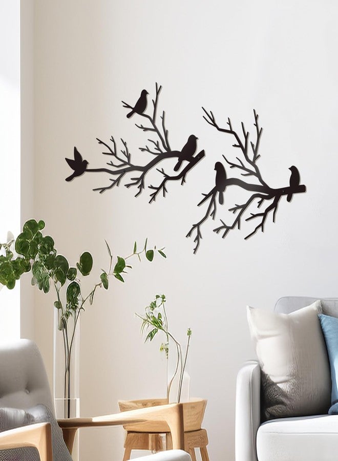 KOYILTD Black Metal Bird Decor for Home Birds on Branch Wall Sculptures Black Metal Wall Art Large Hanging Wall Decor Outside Wall Decorations for House Garden Living Room (Vivid, Extra Large) - Image 2