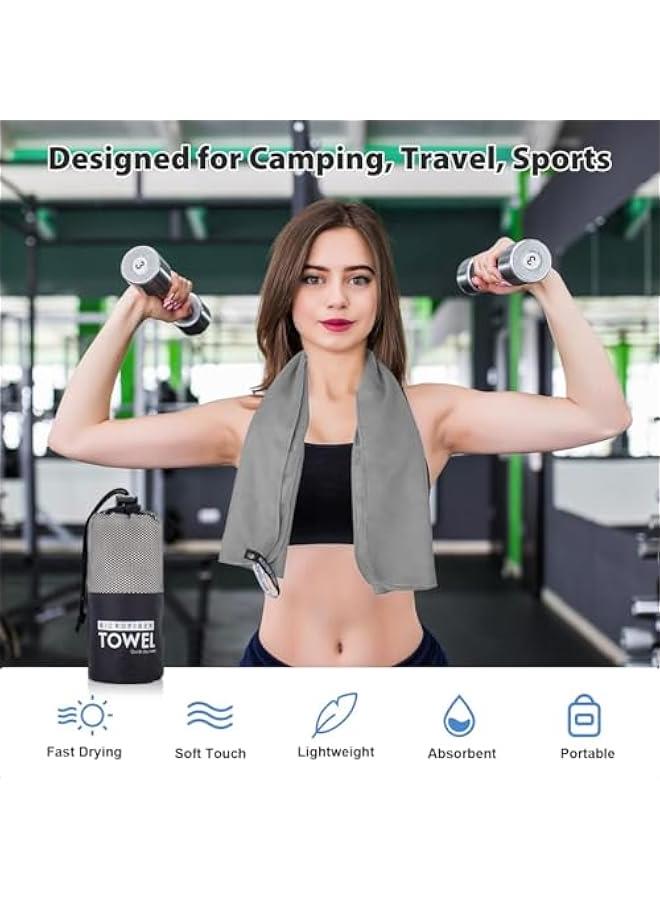 HOOKOR Quick Drying Gym Towel Soft Microfiber Lightweight Sport Sweat Towel Perfect Travel Camping Towel Super Absorbent Ultra Compact for Gym Sport Yoga Backpacking Swimming (Grey, 80x40cm) - Image 3