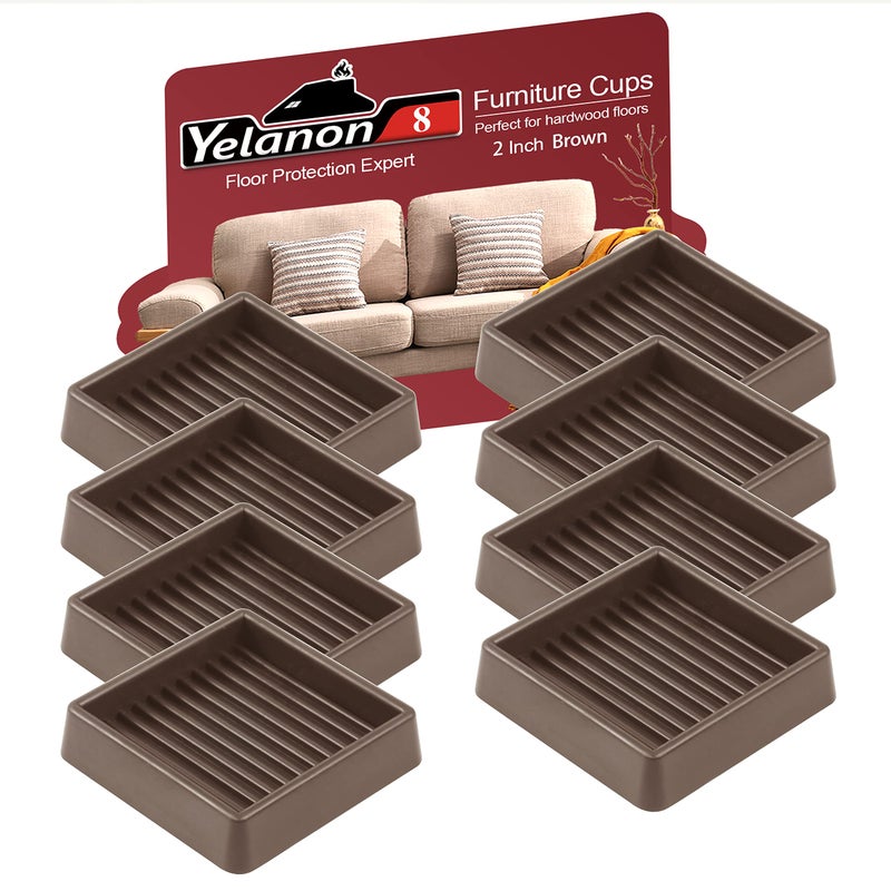 Yelanon Yelanon Furniture Coasters8 Pcs 2 Furniture Caster Cups  Non Slip Pads Hardwood Floors  Non Skid Furniture Grippers Rubber Furniture Feet Anti Slide Floor Protector for Bed Couch Stoppers 