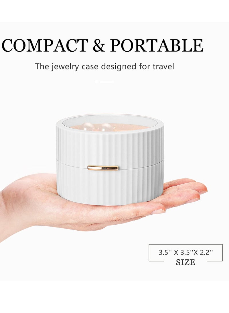 Portable Travel Jewelry Box - Transparent 2-Layer Organizer for Rings, Earrings, Necklaces, and Bracelets - Stylish White Display Storage Solution. - Image 2