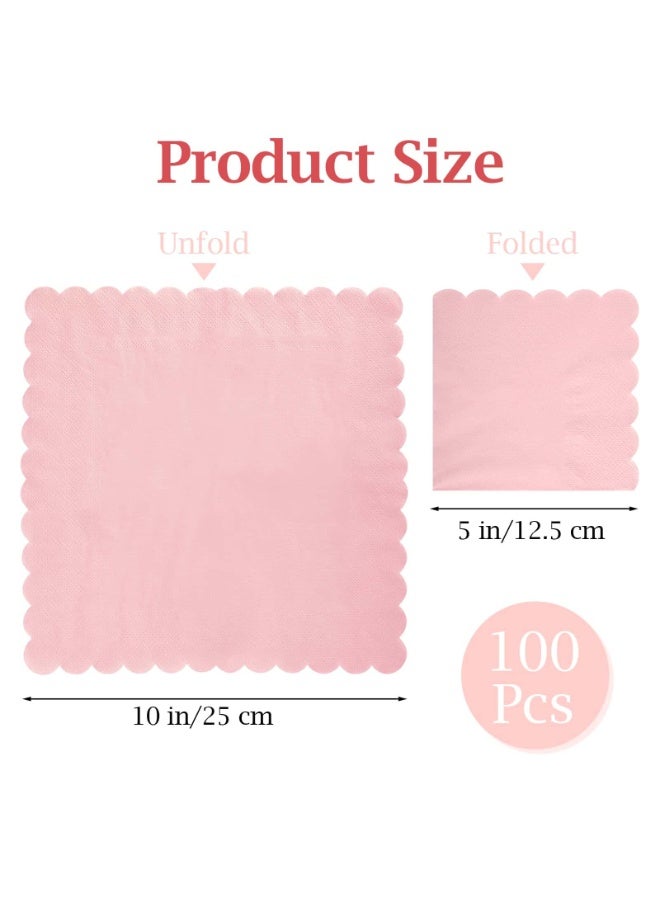 بيتلا 100 منديل ورقي كوكتيل قابل للتصرف، 2 طبقة بحواف متموجة، مقاس 10 × 10 بوصة، مناسب للحفلات وحفلات الزفاف وأعياد الميلاد والمناسبات (وردي) - Image 2
