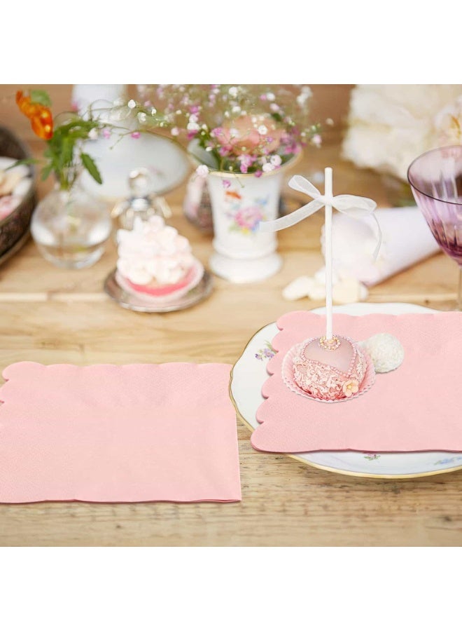 بيتلا 100 منديل ورقي كوكتيل قابل للتصرف، 2 طبقة بحواف متموجة، مقاس 10 × 10 بوصة، مناسب للحفلات وحفلات الزفاف وأعياد الميلاد والمناسبات (وردي) - Image 4