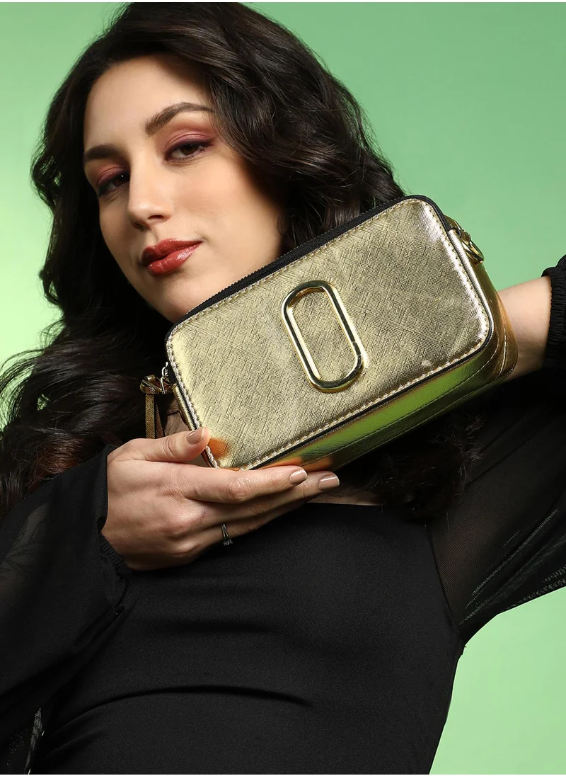 Haute Sauce The Block Box Sling Bag - Metallic Gold-Colour