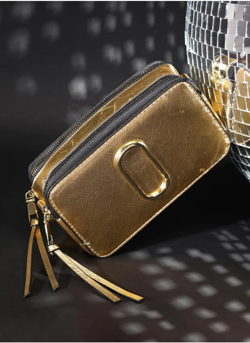 Haute Sauce The Block Box Sling Bag - Metallic Gold-Colour