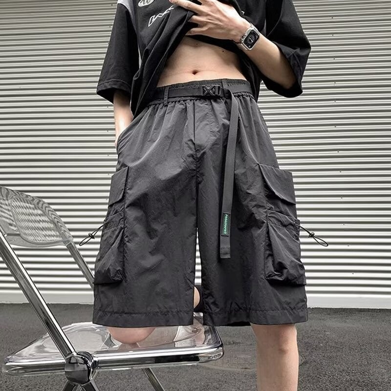 Mens Black Tactical Cargo Shorts Summer Casual Blue - Image 2