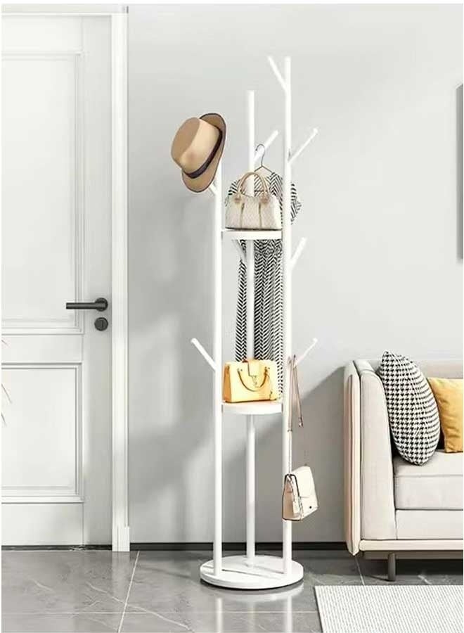 RAWAID Metal Clothes Rack, White Stand with Shelves and Marble Base, Coat Tree with 9 Hooks for Scarves, Bags, Modern Clothes Rack Stand, Suitable for Entrance, Living Room, Bedroom, Easy to Assemble - Image 4