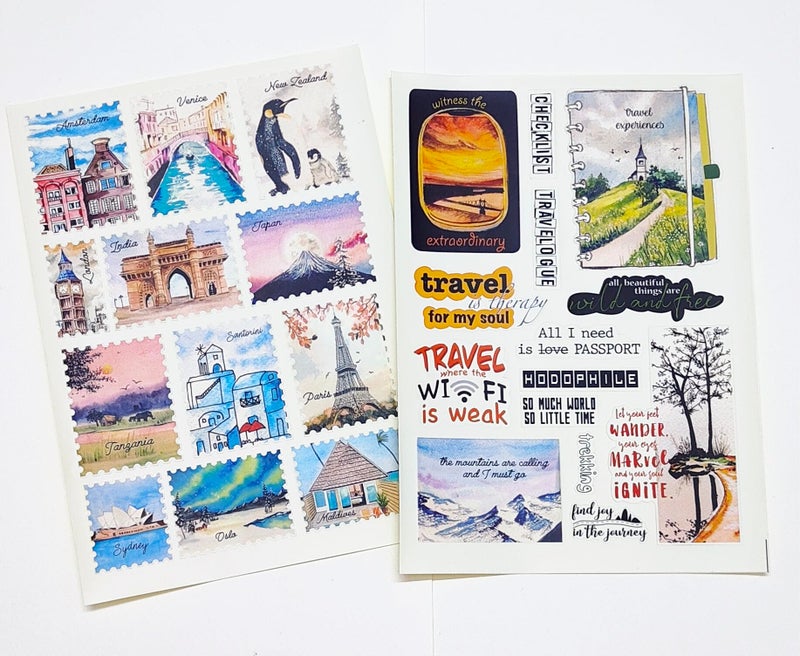 anujarusiya Travel Scrapbook Stickers - 110+ Unique Designs, Matte Laminated | Self-Adhesive Paper Stickers for Journals, Planners, and Travel Themes - Image 4