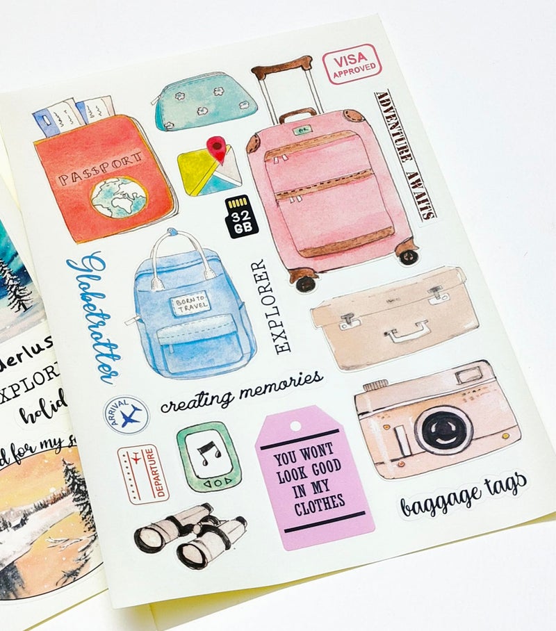 anujarusiya Travel Scrapbook Stickers - 110+ Unique Designs, Matte Laminated | Self-Adhesive Paper Stickers for Journals, Planners, and Travel Themes - Image 5