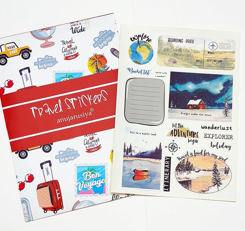 anujarusiya Travel Scrapbook Stickers - 110+ Unique Designs, Matte Laminated | Self-Adhesive Paper Stickers for Journals, Planners, and Travel Themes - Image 2