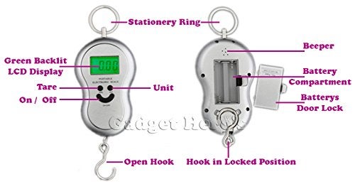 Gadget Hero's Gadget Heros 40Kg Digital LCD Pocket Portable Hanging Kitchen Weight Weighing Scale With Tare - Image 2