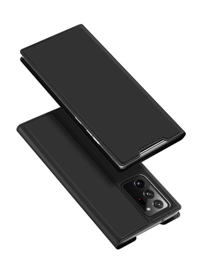 Flip Wallet Case Cover For Samsung Galaxy Note 20 Ultra Horizontal Flip PU + TPU Leather Case, with Holder & Card Slots Black  - Image 1