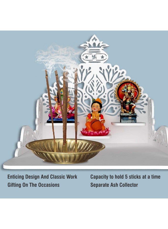 Pure Source India Brass Incense Sticks Holder, Agarbatti Stand with Ash Catcher, 4 Inch, Gold(Round) - Image 2