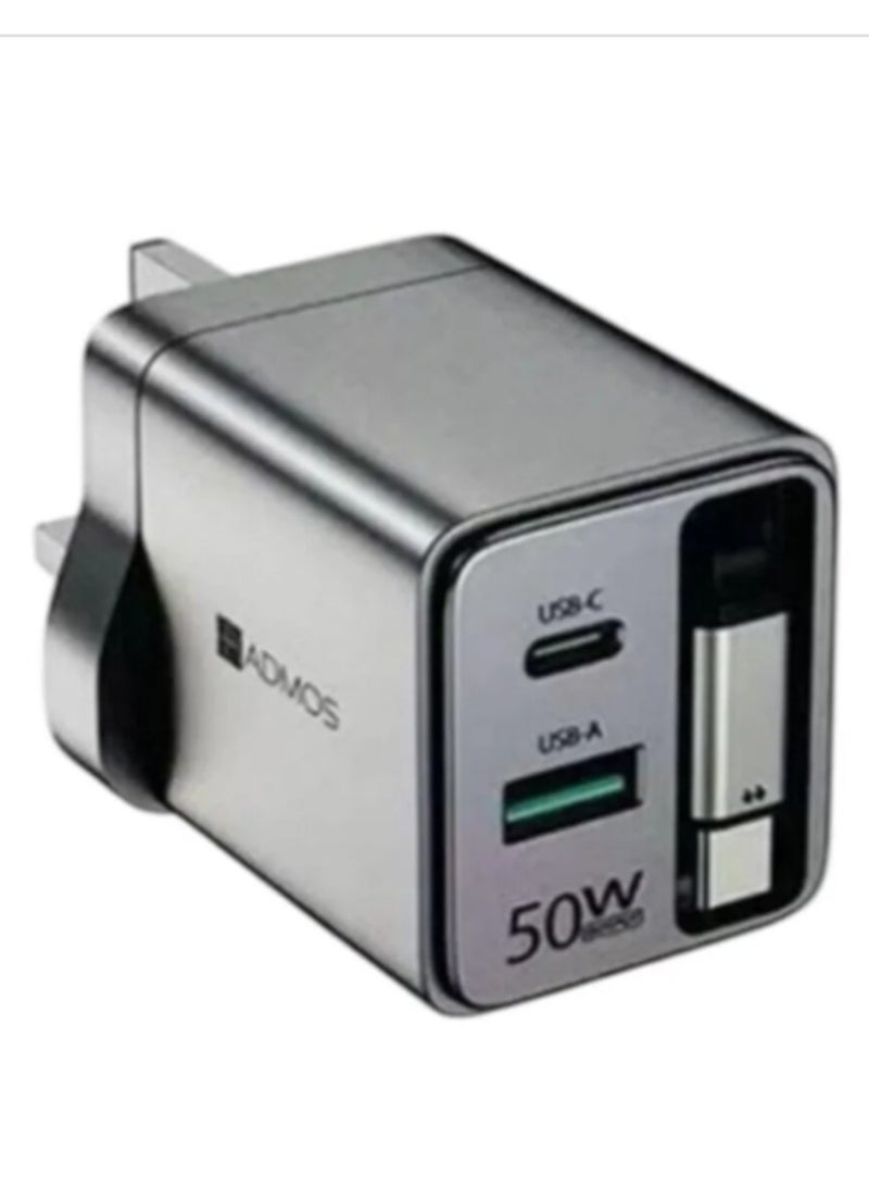 أدموس شاحن أدموس القابل للسحب بقدرة 50 وات، مقاس 650 مم AM-821PD - Image 2