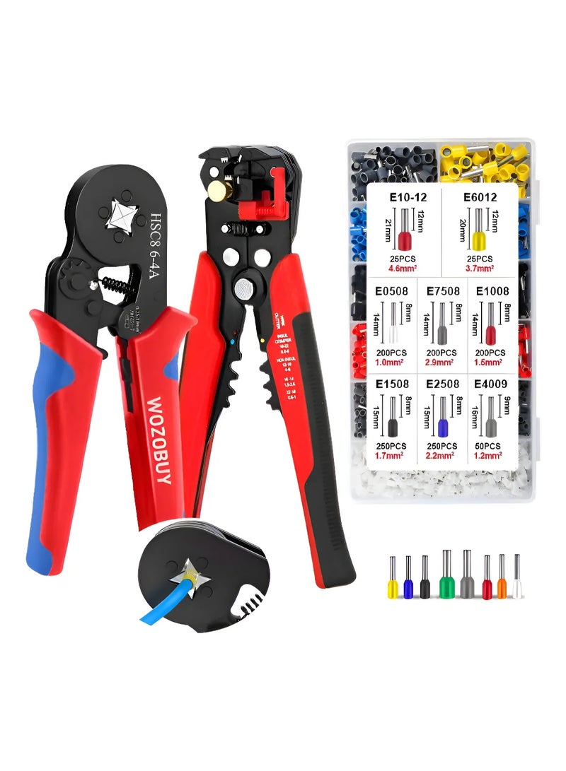 Multifunctional Cable Wire Stripper Cutter Crimping Stripping Plier Tool Cutting Pliers Tool for Wire Stripping Cutting Crimping，Wire Stripper and Punch Plier + 2000 Pieces - Image 1