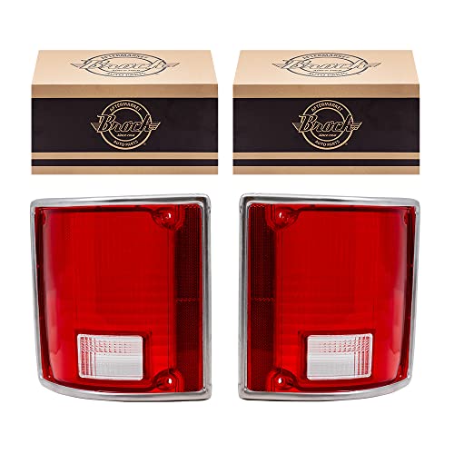 Brock Replacement Driver and Passenger Set Tail Lights Lens with Chrome Trim Compatible with 5968329 5968330. - Image 1
