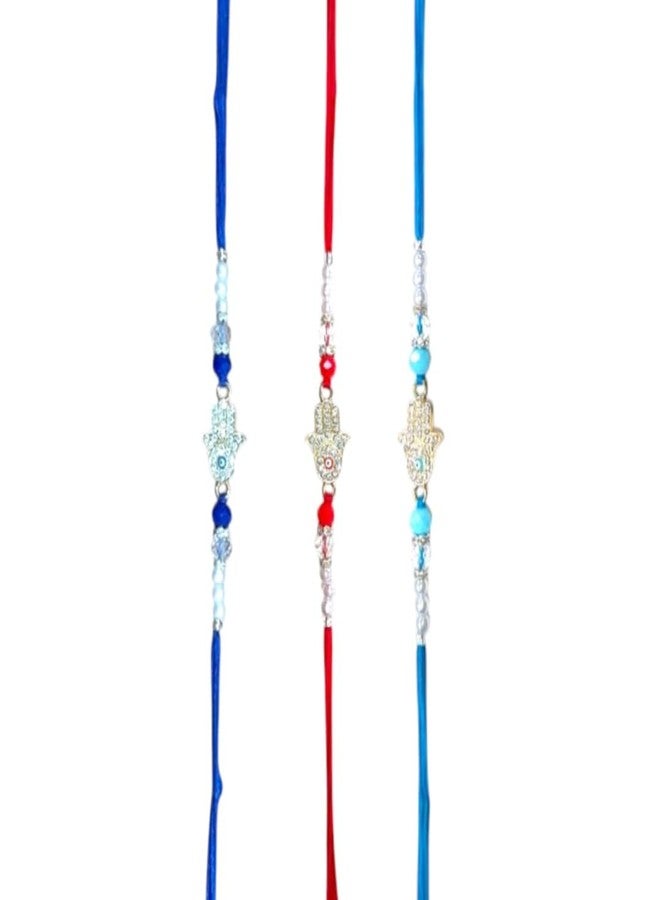 Koogly Hand Shape Evil Eye Design Rakhi Set -2 Rakhi for Brother, Bhaiya,Bhabhi Bhai - Image 1